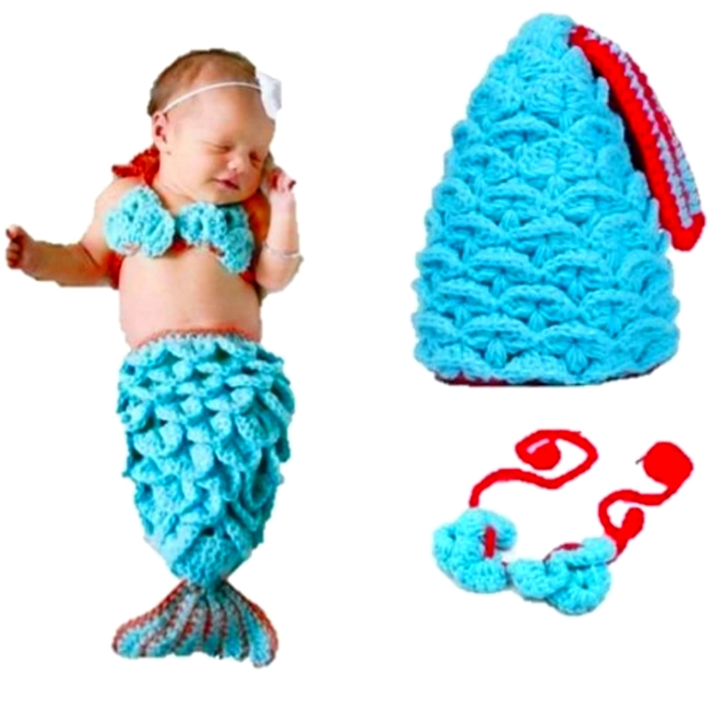🧜‍♂️ Blue Mermaid Knit Newborn 🧜‍♀️ 🎃 Halloween Costume or Photography Set 📸